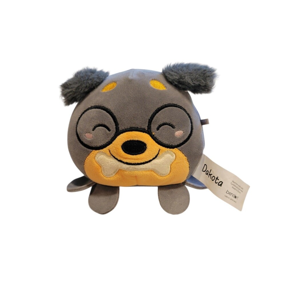 Dakota Dog Plush Bendon Stuffed Animal 5" Smiling With Bone
